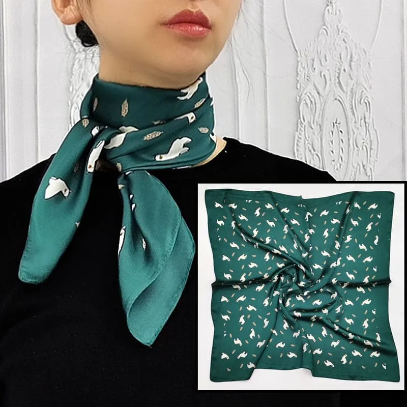 Women Luxury Square Silk Scarf Fashion Print Small Neck Scarves Bandana Shawl