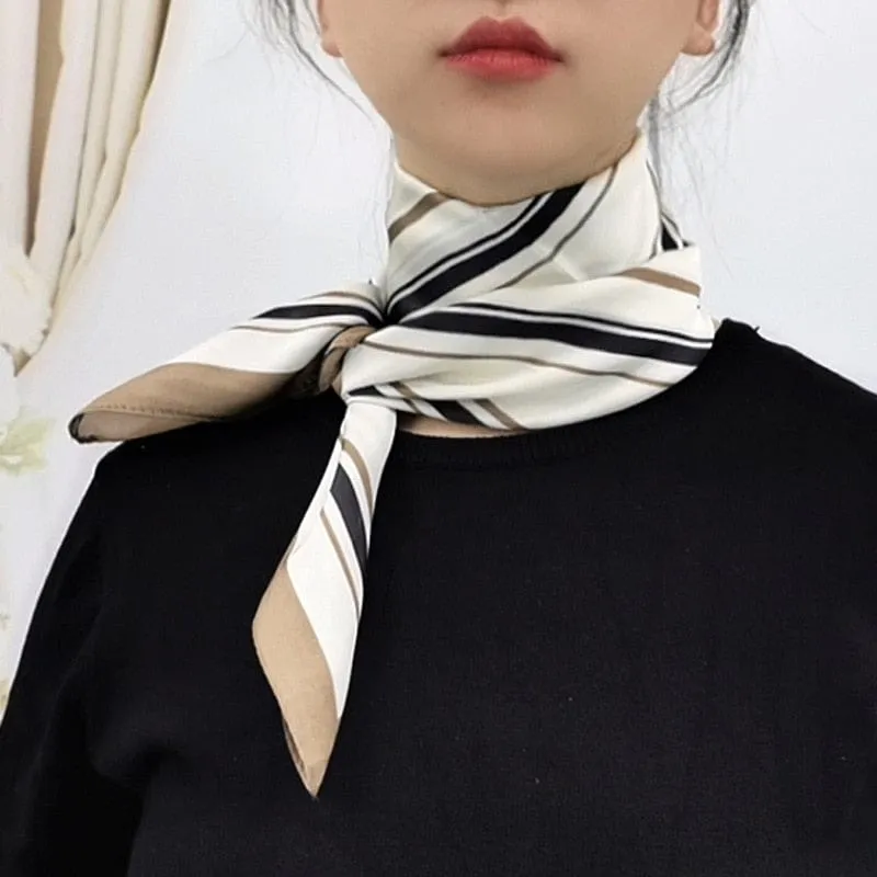 Women Luxury Square Silk Scarf Fashion Print Small Neck Scarves Bandana Shawl