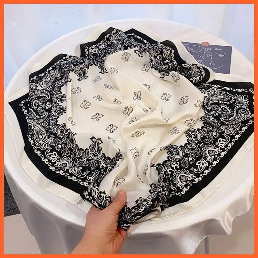 Women Luxury Square Silk Scarf Fashion Print Small Neck Scarves Bandana Shawl