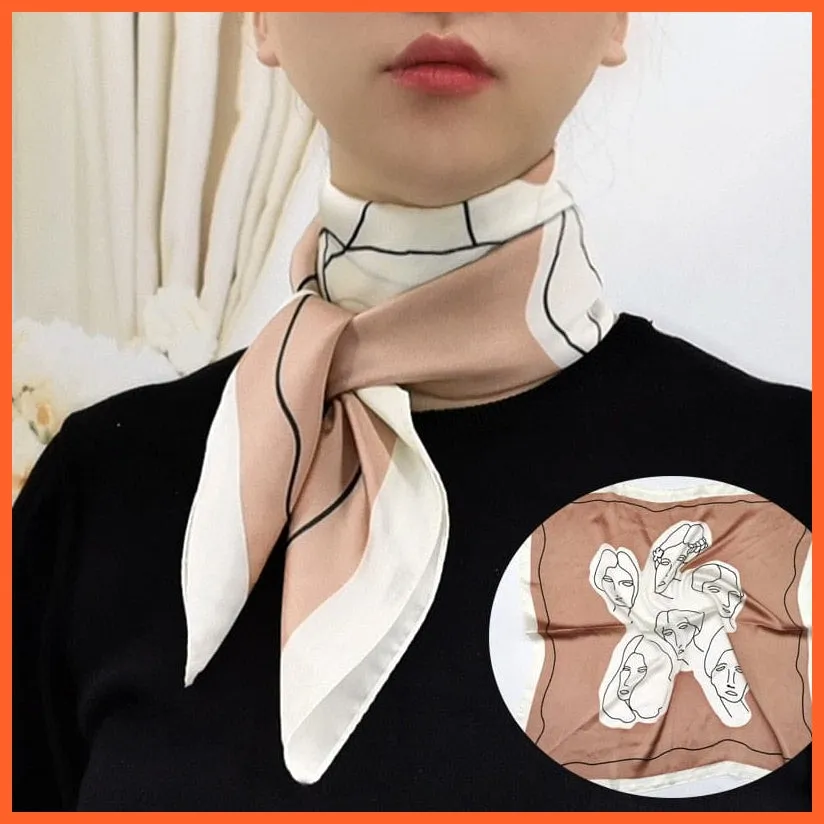 Women Luxury Square Silk Scarf Fashion Print Small Neck Scarves Bandana Shawl