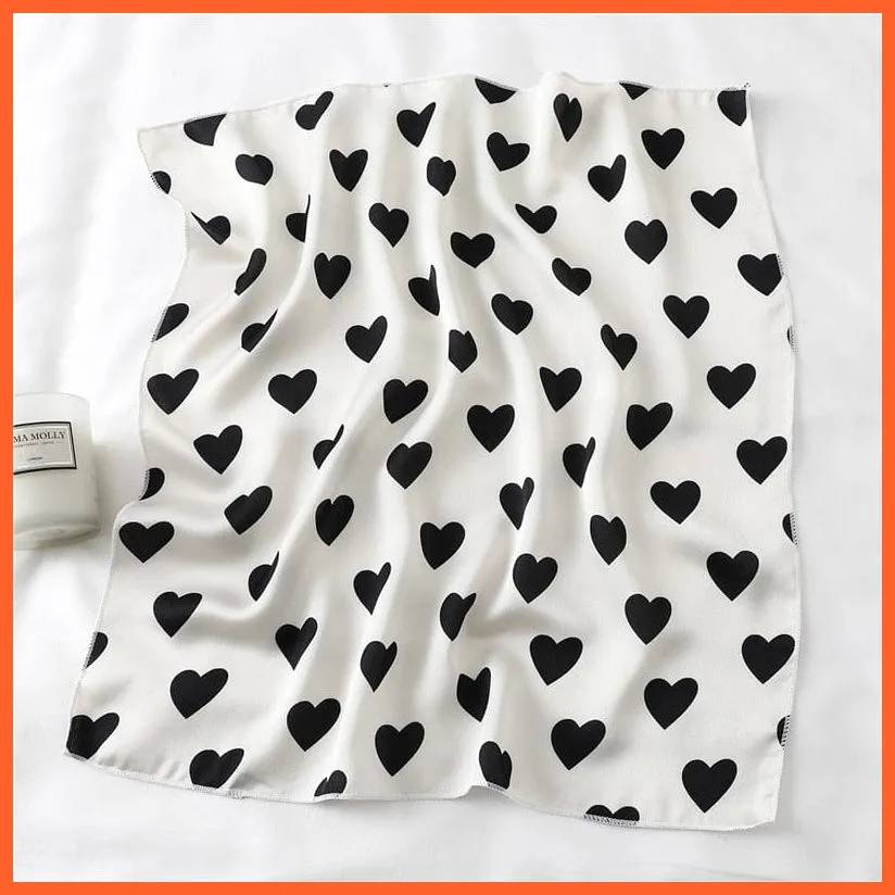 Women Satin Silk Scarf Square Print Wrap Foulard Handkerchief Bandana Shawls