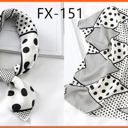 Women Satin Silk Scarf Square Print Wrap Foulard Handkerchief Bandana Shawls