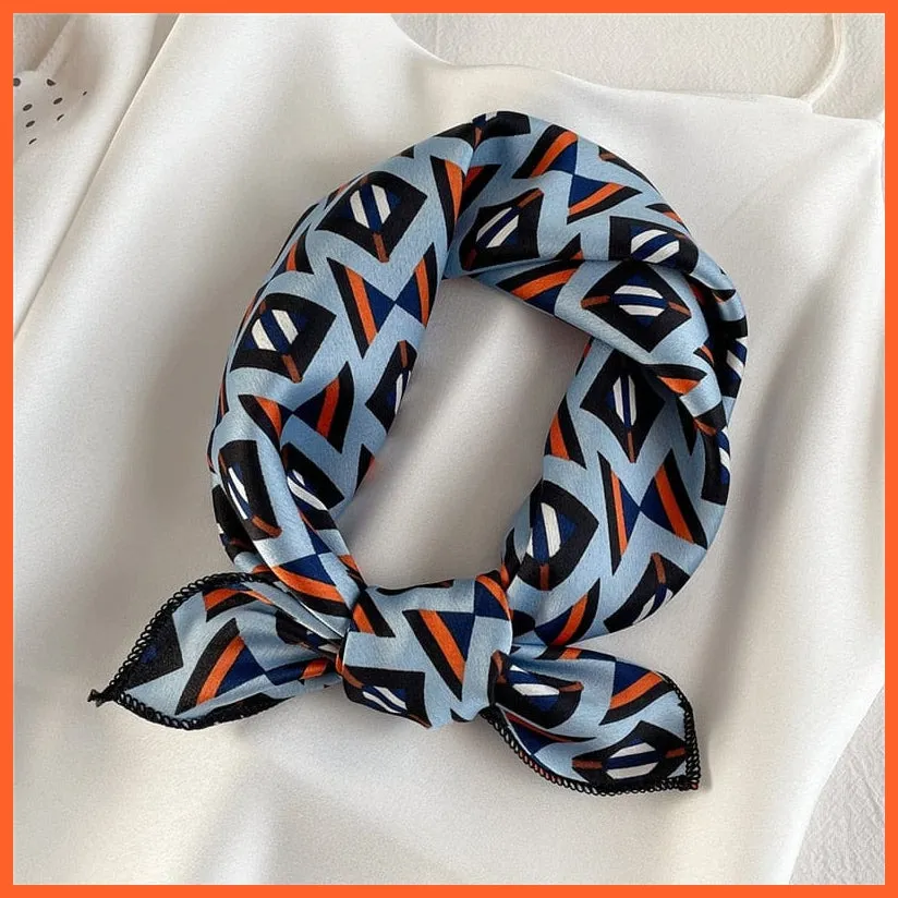 Women Satin Silk Scarf Square Print Wrap Foulard Handkerchief Bandana Shawls
