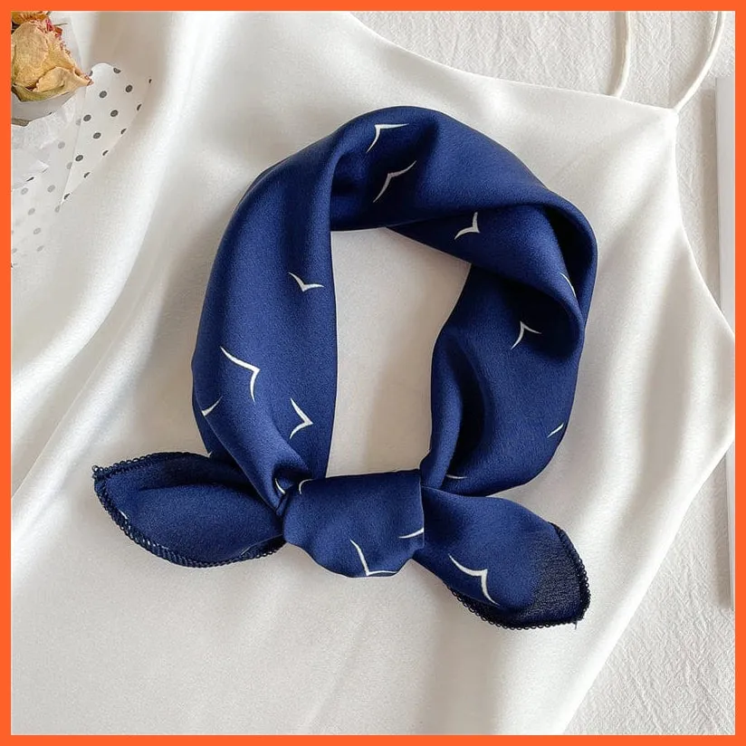 Women Satin Silk Scarf Square Print Wrap Foulard Handkerchief Bandana Shawls
