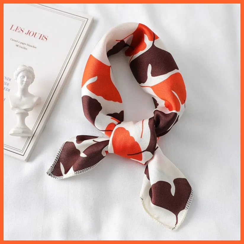 Women Satin Silk Scarf Square Print Wrap Foulard Handkerchief Bandana Shawls