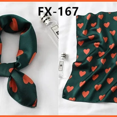 Women Satin Silk Scarf Square Print Wrap Foulard Handkerchief Bandana Shawls