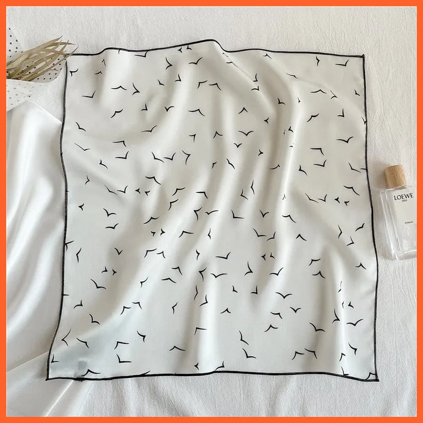 Women Satin Silk Scarf Square Print Wrap Foulard Handkerchief Bandana Shawls