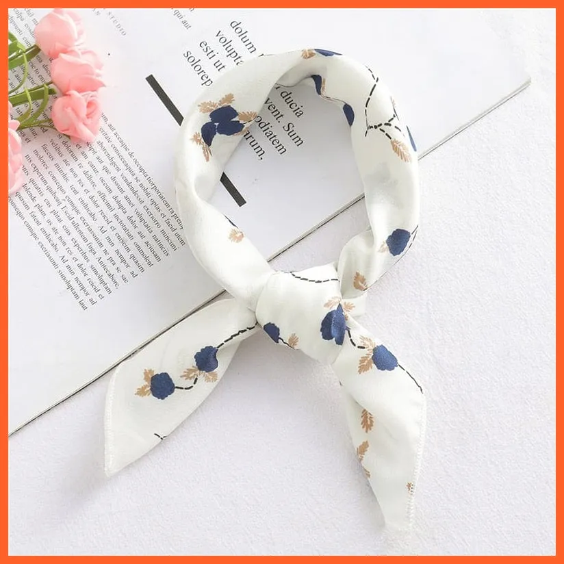 Women Satin Silk Scarf Square Print Wrap Foulard Handkerchief Bandana Shawls