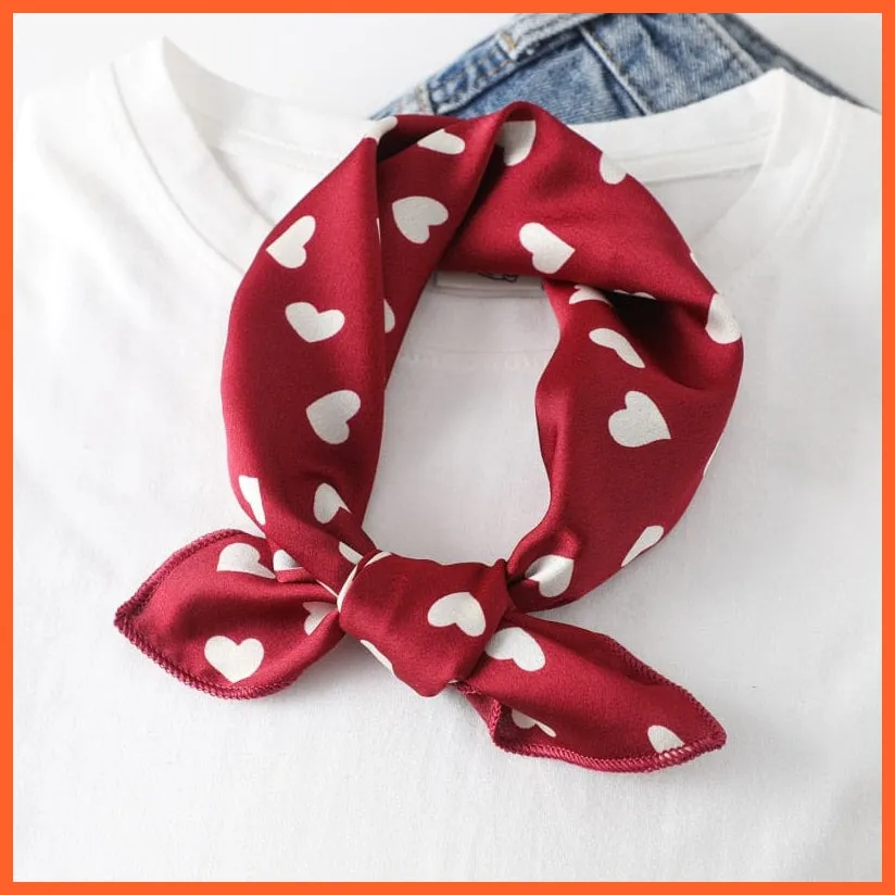 Women Satin Silk Scarf Square Print Wrap Foulard Handkerchief Bandana Shawls