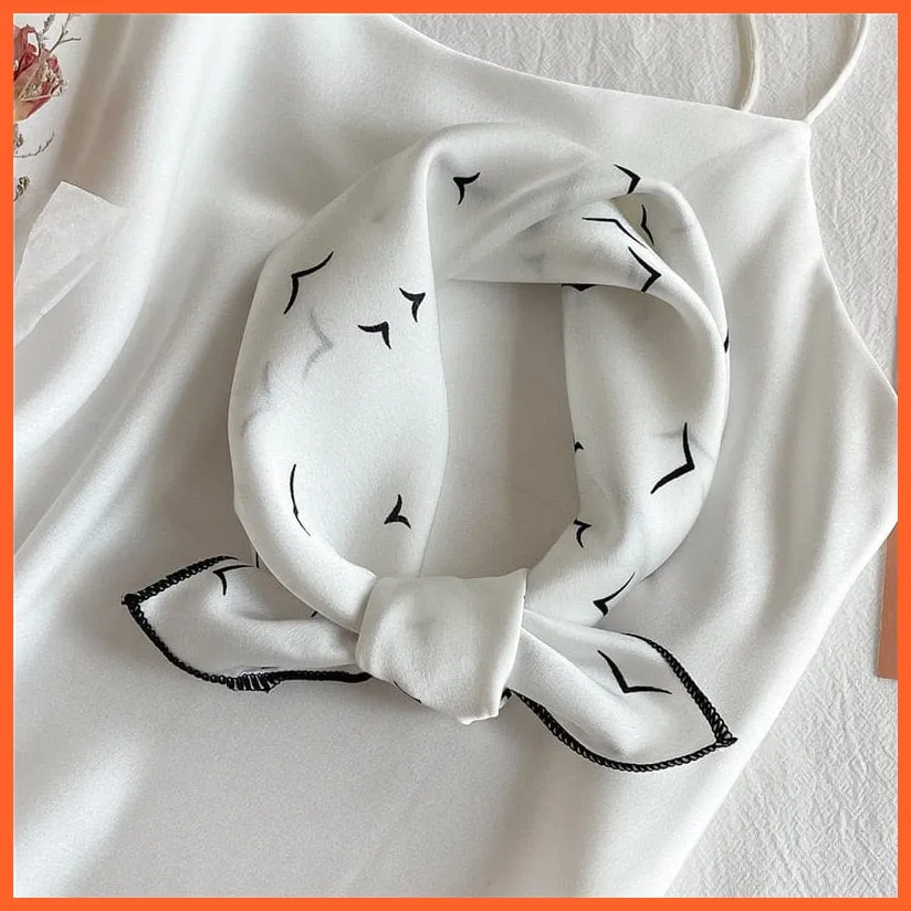 Women Satin Silk Scarf Square Print Wrap Foulard Handkerchief Bandana Shawls