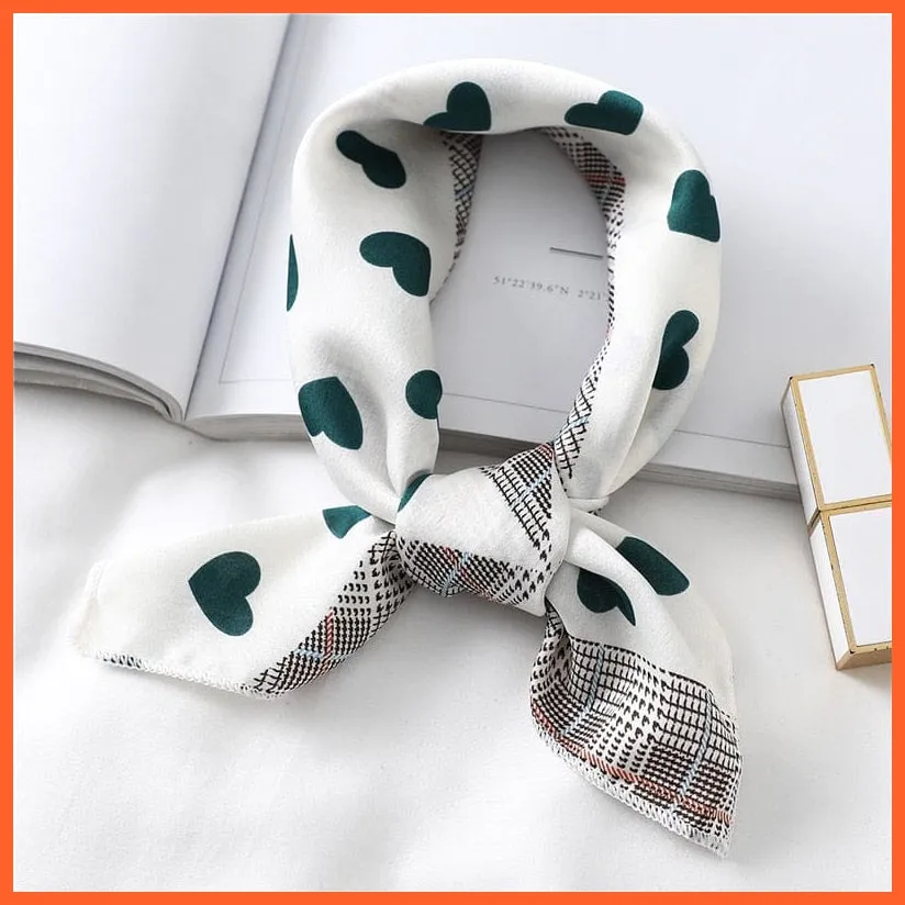 Women Satin Silk Scarf Square Print Wrap Foulard Handkerchief Bandana Shawls