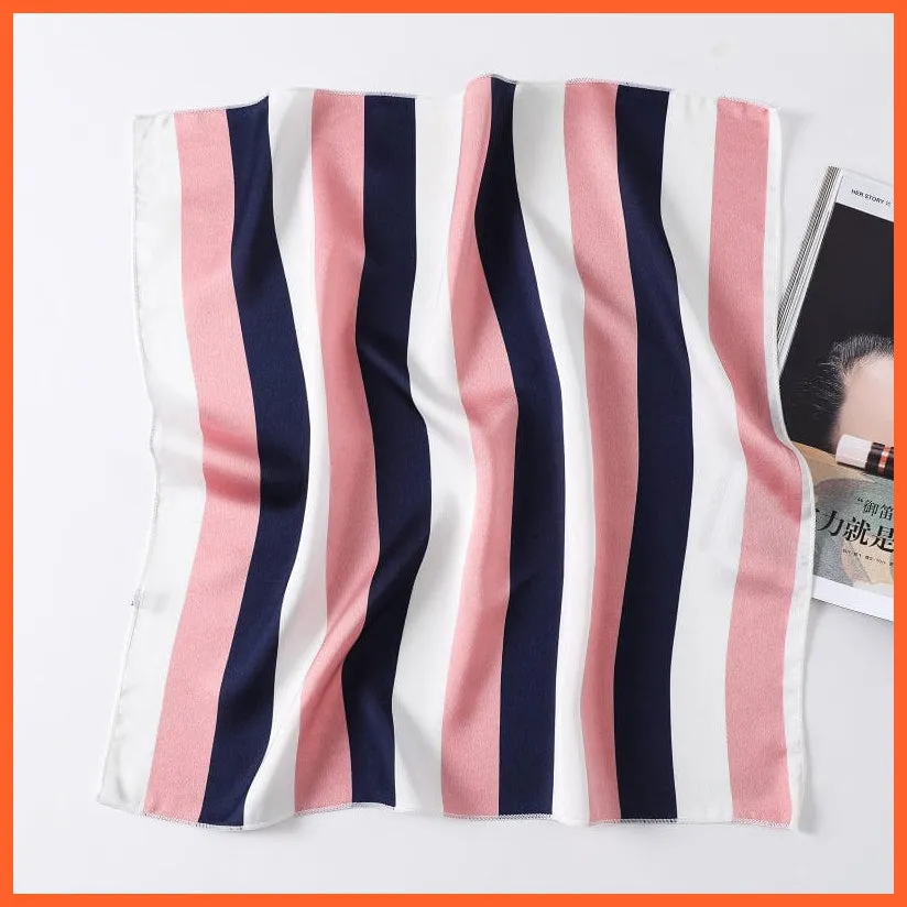 Women Satin Silk Scarf Square Print Wrap Foulard Handkerchief Bandana Shawls