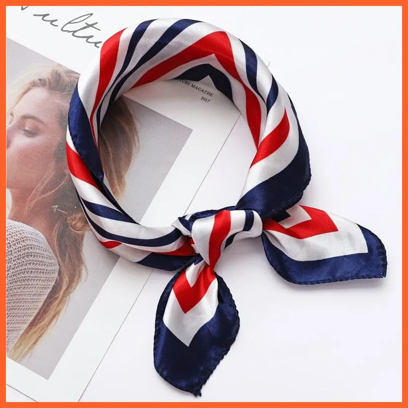 Women Satin Silk Scarf Square Print Wrap Foulard Handkerchief Bandana Shawls