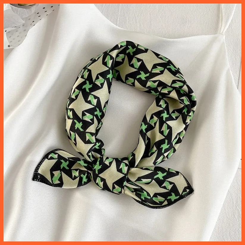 Women Satin Silk Scarf Square Print Wrap Foulard Handkerchief Bandana Shawls