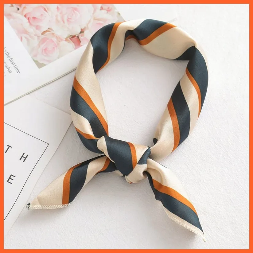 Women Satin Silk Scarf Square Print Wrap Foulard Handkerchief Bandana Shawls