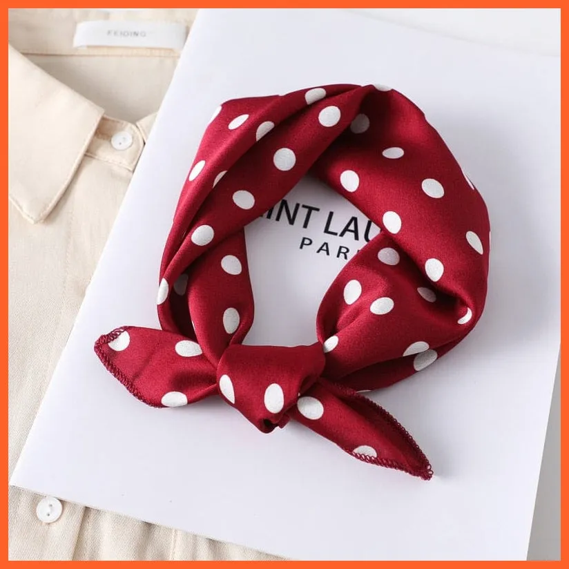 Women Satin Silk Scarf Square Print Wrap Foulard Handkerchief Bandana Shawls