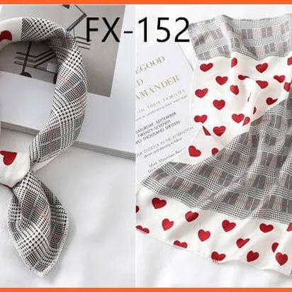 Women Satin Silk Scarf Square Print Wrap Foulard Handkerchief Bandana Shawls