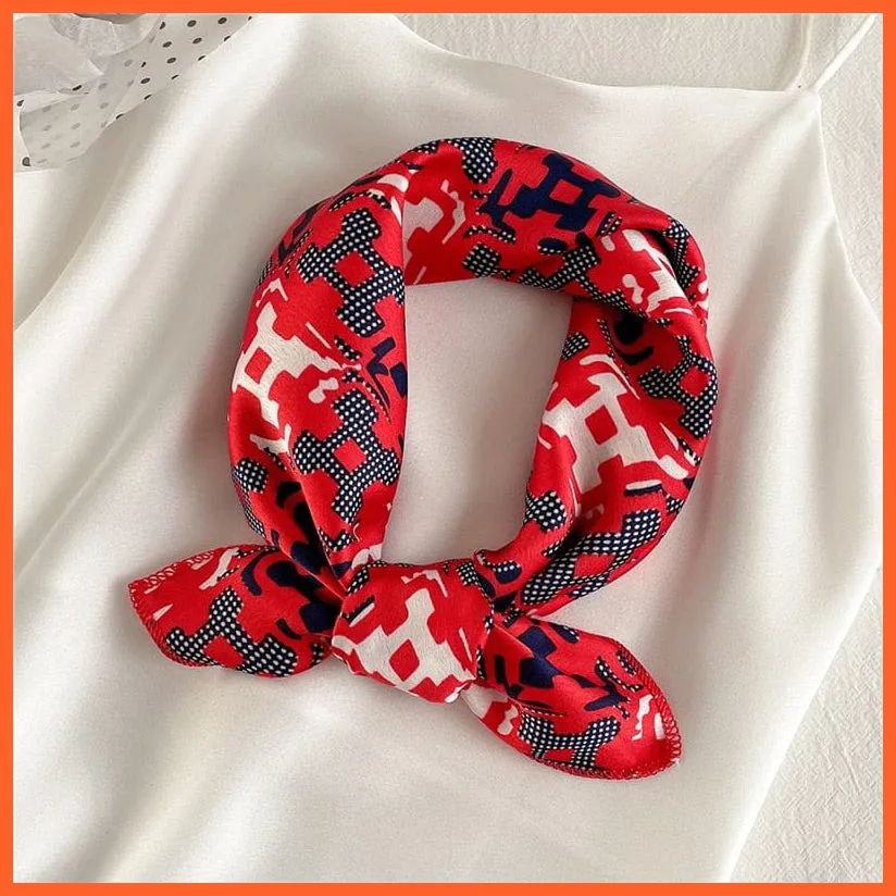 Women Satin Silk Scarf Square Print Wrap Foulard Handkerchief Bandana Shawls