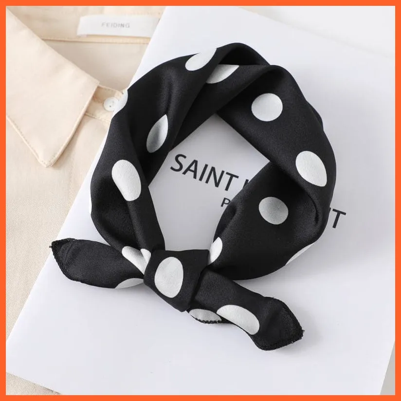 Women Satin Silk Scarf Square Print Wrap Foulard Handkerchief Bandana Shawls