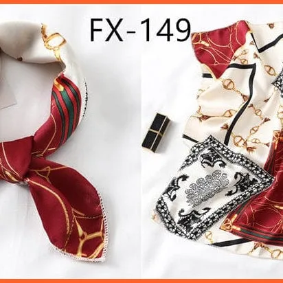 Women Satin Silk Scarf Square Print Wrap Foulard Handkerchief Bandana Shawls