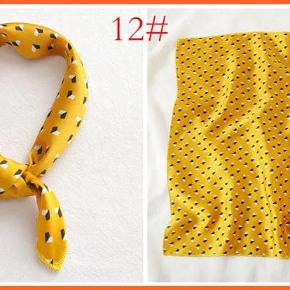 Women Satin Silk Scarf Square Print Wrap Foulard Handkerchief Bandana Shawls