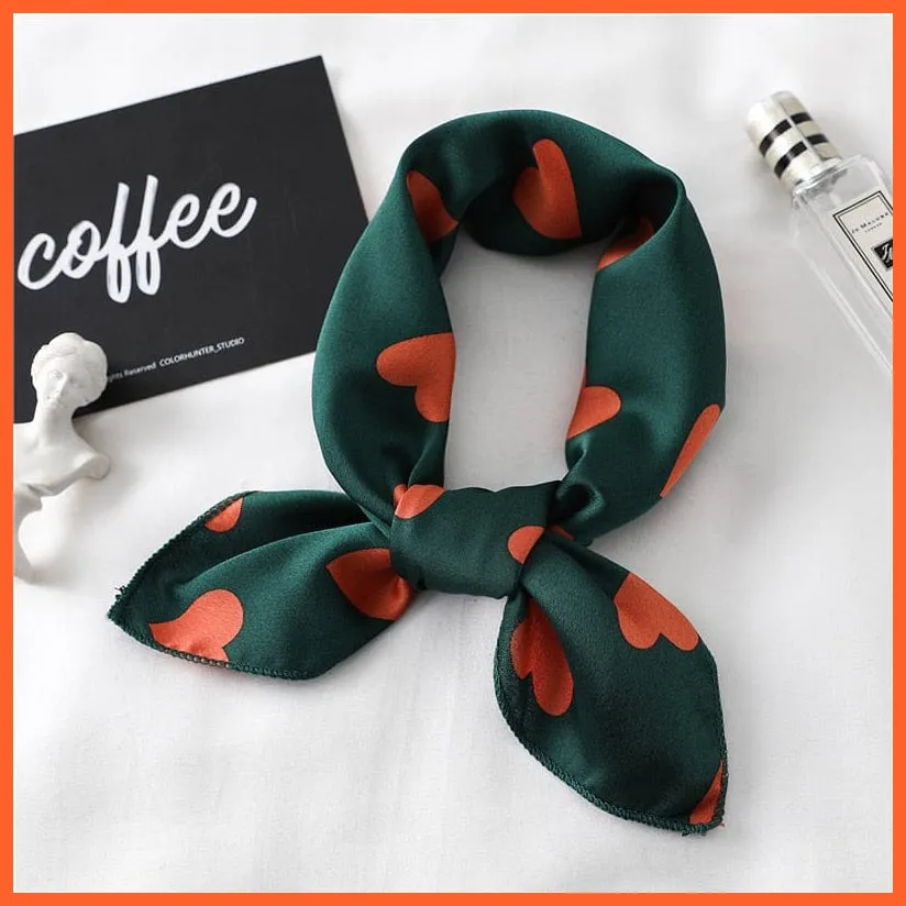 Women Satin Silk Scarf Square Print Wrap Foulard Handkerchief Bandana Shawls