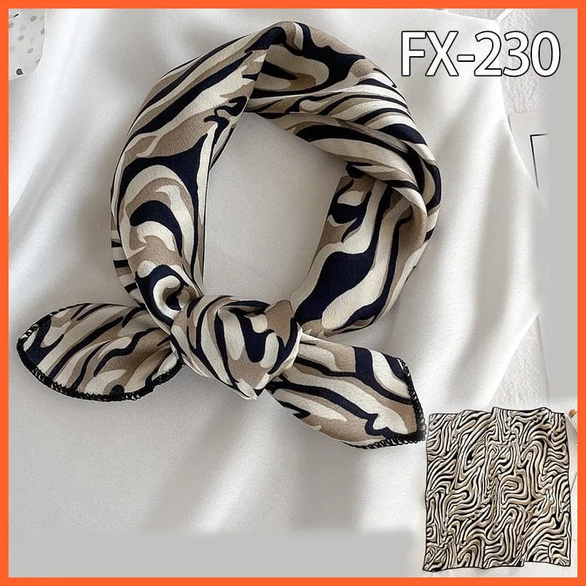 Women Satin Silk Scarf Square Print Wrap Foulard Handkerchief Bandana Shawls