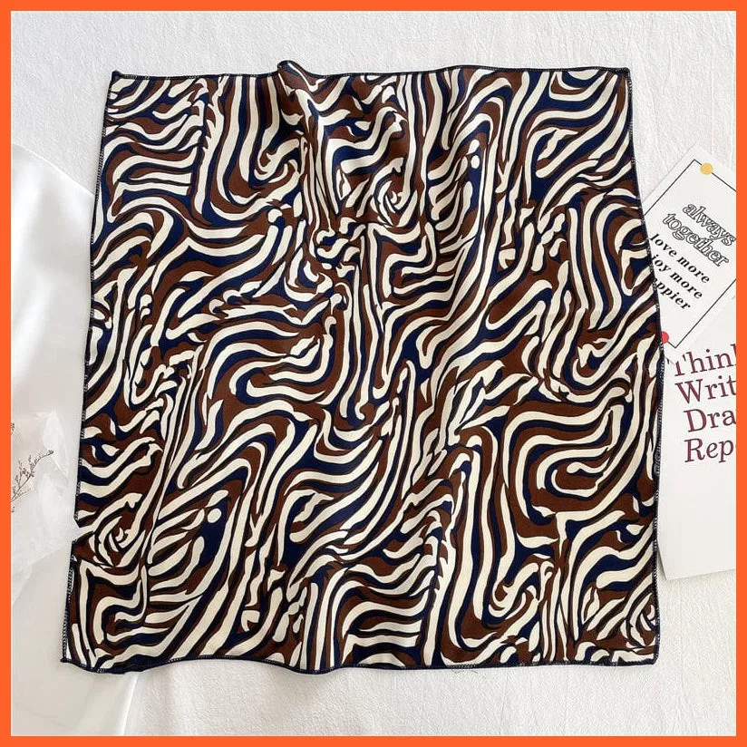 Women Satin Silk Scarf Square Print Wrap Foulard Handkerchief Bandana Shawls