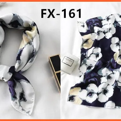 Women Satin Silk Scarf Square Print Wrap Foulard Handkerchief Bandana Shawls