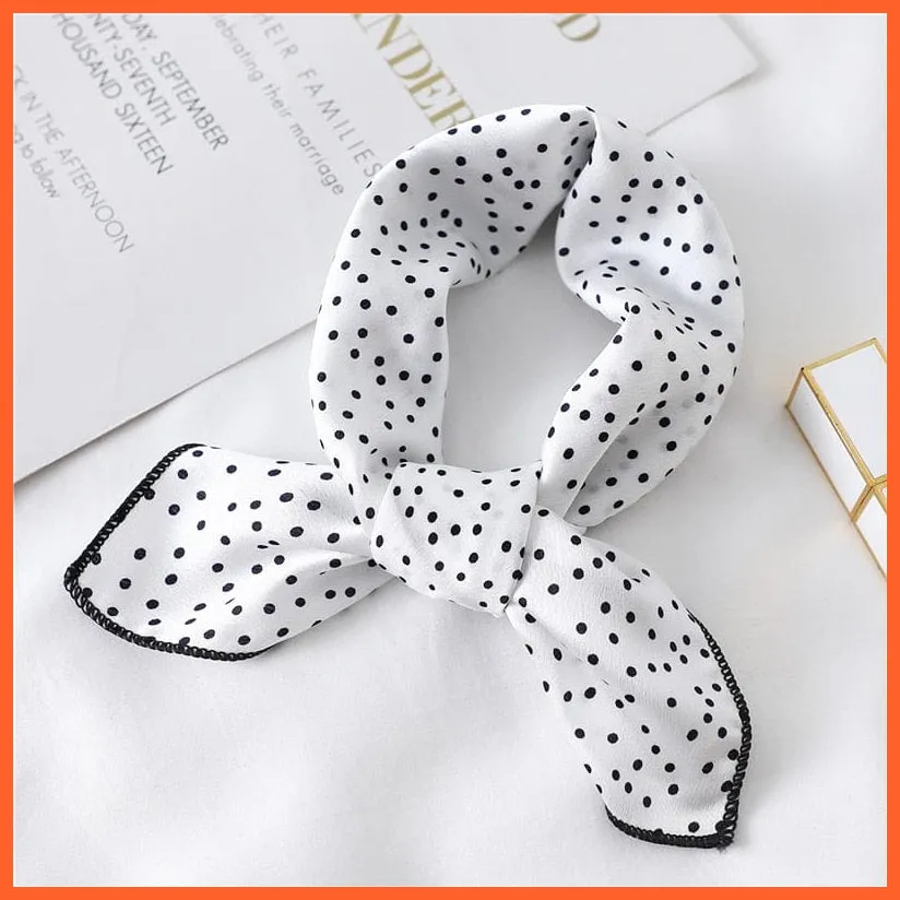 Women Satin Silk Scarf Square Print Wrap Foulard Handkerchief Bandana Shawls