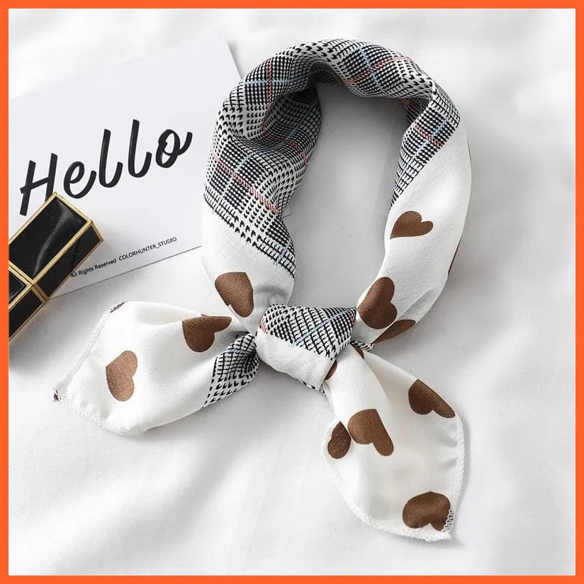 Women Satin Silk Scarf Square Print Wrap Foulard Handkerchief Bandana Shawls