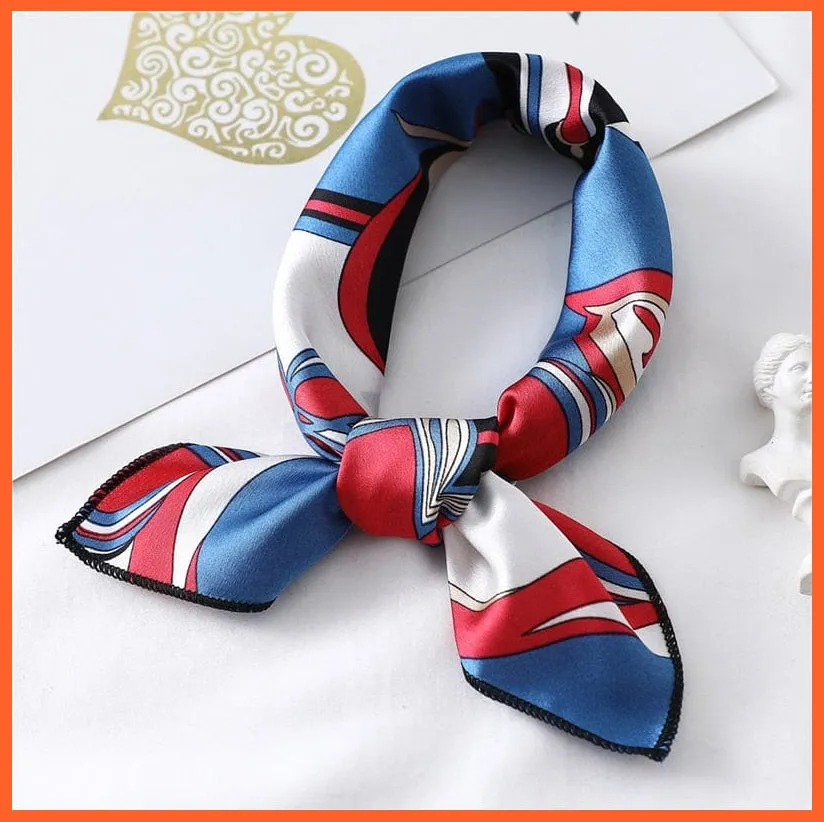Women Satin Silk Scarf Square Print Wrap Foulard Handkerchief Bandana Shawls
