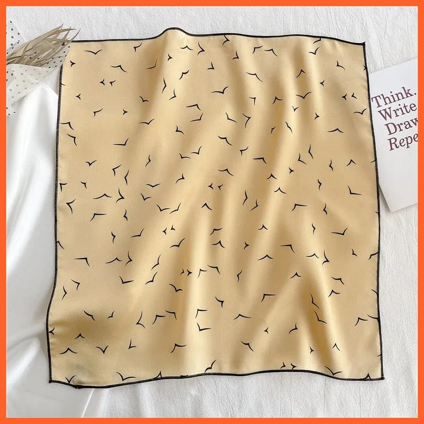 Women Satin Silk Scarf Square Print Wrap Foulard Handkerchief Bandana Shawls